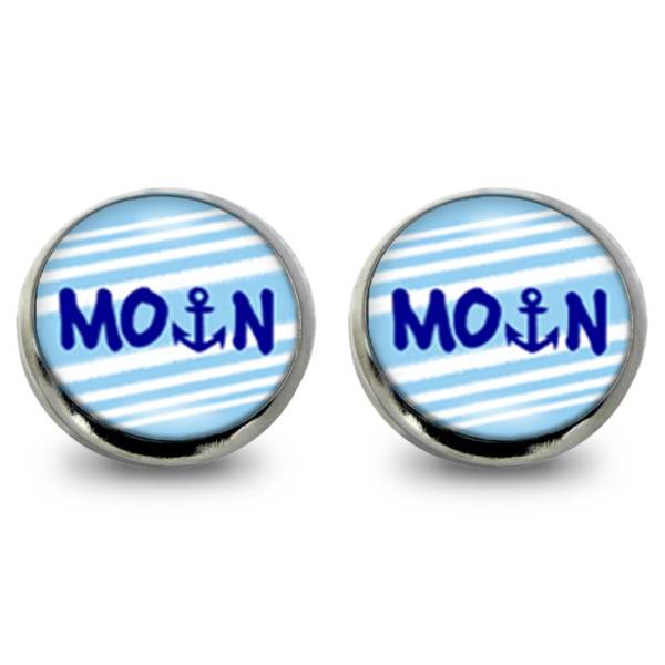 Anker Ohrringe/Modeschmuck für Männer und Frauen mit Schriftzug ‘Moin’