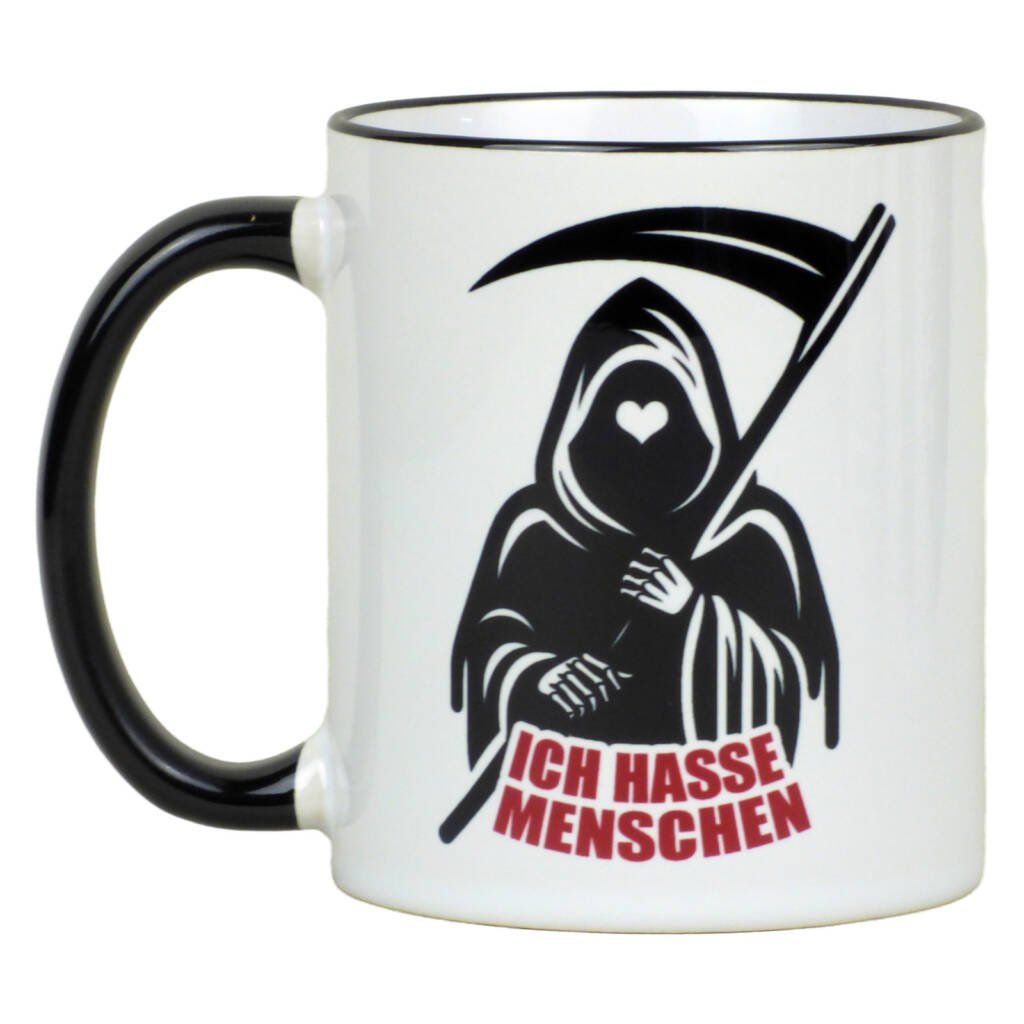 Keramik Tasse Mit Spruch Ich Hasse Menschen Fördeblau